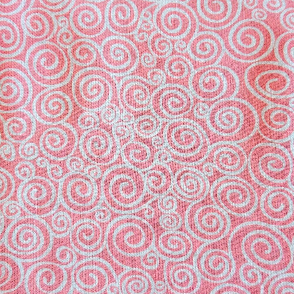 Cotton Fabric:  Beautiful Pink and White Swirls